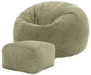 Cloudy Zitzak Corduroy + Poef - Olijf