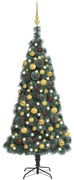 vidaXL Kunstkerstboom met LED's en kerstballen 120 cm PVC en PE groen