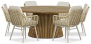 Tuinset Ronde Tuintafel 6 personen 180 cm Aluminium/wicker Taupe  Coco Antoni/Fungo