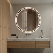 Saniclear Circle Black 2.0 ronde spiegel met verwarming, direct en indirect licht mat zwart 100cm