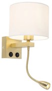 Art deco wandlamp goud met witte kap - Brescia