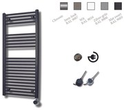 Sanicare Elektrische Design Radiator - 111.8 x 60 cm - 730 Watt - thermostaat zwart linksonder - mat zwart HRLEZ 601118/A