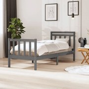 vidaXL Bedframe massief hout grijs 75x190 cm 2FT6 Small Single