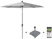 Platinum Riva stokparasol 2,5 m. rond - Light Grey met voet en hoes