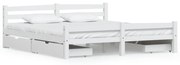 vidaXL Bedframe met 4 lades massief grenenhout wit 180x200 cm