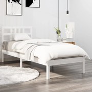 vidaXL Bedframe massief hout wit 75x190 cm 2FT6 Small Single