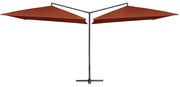 vidaXL Parasol dubbel met stalen paal 250x250 cm terracottakleurig