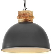 vidaXL Hanglamp industrieel rond E27 50 cm massief mangohout grijs