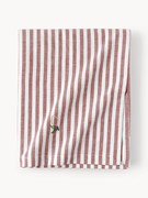 Gestreept tafelkleed Melony met geborduurde motieven