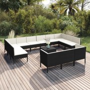 vidaXL 14-delige Loungeset met kussens poly rattan zwart