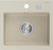 Mexen Milo granit gootsteen 1-bak 435 x 410 mm, beige, verchroomde sifon - 6505441000-69