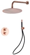 Saniclear Copper Pro inbouw regendouche 20cm rond met wandarm geborsteld koper