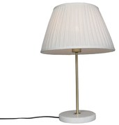 Retro tafellamp messing met Plisse kap crème 35 cm - Kaso Retro E27 rond Binnenverlichting Lamp