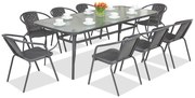 Metalen tuinmeubel Modena/Bergamo voor 8 personen met grote tafel Garden Point antraciet