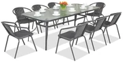 Metalen tuinmeubel Modena/Bergamo voor 8 personen met grote tafel Garden Point antraciet