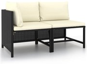 vidaXL 2-delige Loungeset met kussens poly rattan zwart