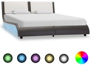 vidaXL Bedframe met LED kunstleer grijs en wit 120x200 cm