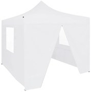 vidaXL Partytent met 4 zijwanden inklapbaar 3x3 m staal wit