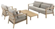 Lucas stoel bank loungeset 4 delig naturel teak 4 Seasons Outdoor