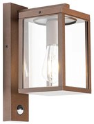 Buiten wandlantaarn roestbruin met bewegingssensor IP44 - Charlois