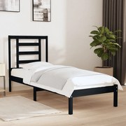 vidaXL Bedframe massief hout zwart 75x190 cm 2FT6 Small Single