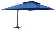 vidaXL Zweefparasol met dubbel dak 400x300 cm azuurblauw