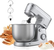 VEVOR Staande Mixer/Foodprocessor voor Bakken, 1500W Deegmachine met Roestvrijstalen Kom (5,7L) & Deeghaak & Klopper & Garde, 10 Snelheden Kantelbare Mixer