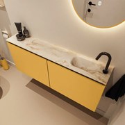 Mondiaz Ture DLux toiletmeubel 120cm ocher met wastafel frappe rechts met kraangat