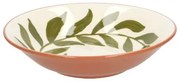 Diep bord, terracotta, groen blad, 22 x 5,5 cm