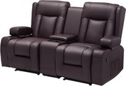 VEVOR Loveseat Relaxfauteuil, verstelbare relaxfauteuil met middenconsole, PU-leren relaxfauteuil met USB-poorten, bekerhouders en opbergvakken, relaxfauteuil voor woonkamer/camper