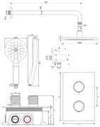 Brauer Copper Carving complete inbouw regendouche set 33 met 20cm douchekop, gebogen muurarm en 3 standen handdouche geborsteld koper PVD