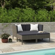 vidaXL 4-delige Loungeset met kussens poly rattan grijs