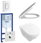 Villeroy & Boch O.Novo Toiletset - softclose en quickrelease zitting - bedieningsplaat verticaal wit - wit 0729205/0729242/0124182/1024992/