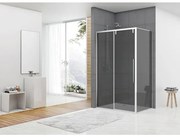 Van Rijn Products ST06 Softclose schuifdeur - 178.5x200cm - rookglas - dikte 8mm - tbv hoekcabine - incl. greep - chroom ST06350180GR