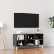 vidaXL Tv-meubel met houten poten 103,5x30x50 cm hoogglans grijs