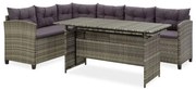 vidaXL 2-delige Loungeset met kussens poly rattan grijs