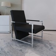 vidaXL Fauteuil met chromen poten kunstleer zwart