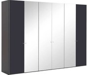 Goossens Kledingkast Easy Storage Ddk, Kledingkast 304 cm breed, 220 cm hoog, 2x draaideur en 4x spiegel draaideur midden