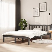 vidaXL Bedframe massief hout grijs 120x200 cm