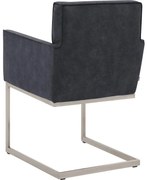 Goossens Excellent Eetkamerstoel Tom blauw micro leer met armleuning, urban industrieel