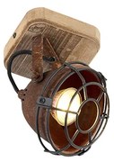 Industriële spot roestbruin met hout kantelbaar - Gina