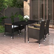 vidaXL 5-delige Tuinset met kussens poly rattan en glas