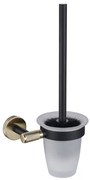 Eastbrook Catania messing glazen toiletborstelhouder zwart mat en messing geborsteld