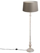 Landelijke vloerlamp taupe met linnen kap 45 cm - Classico Klassiek / Antiek, Landelijk / Rustiek E27 cilinder / rond Binnenverlichting Lamp