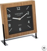 Atmosphera tafelklok Swiss - Stijlvol bruin/zwart design - 20 x 23 cm - Op standaard