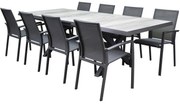 Malaga New Delhi dining tuinset uitschuifbaar 204-264x103xH74,5 cm 8 delig  aluminium