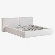 Gestoffeerd Bed Met Opbergruimte Lunari Gebroken Wit Chenille & 140 X 190 Cm - Sklum