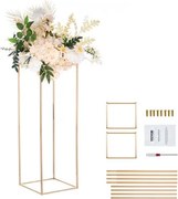 VEVOR Set van 2 vierkante bloemenkrukken 28 x 28 x 80 cm Bloemenstandaard IJzeren bijzettafel Moderne bloemenzuil Goudkleurige galvanische plantenkruk Plantenstandaard Metalen standaard voor decoratie van bars, hotels en cafés