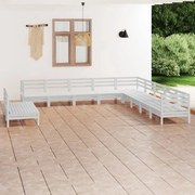 vidaXL 11-delige Loungeset massief grenenhout wit