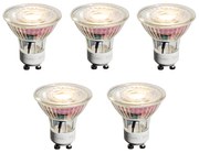 Set van 5 GU10 50mm dimbare LED lampen helder 4.9W 450 lm 2700K